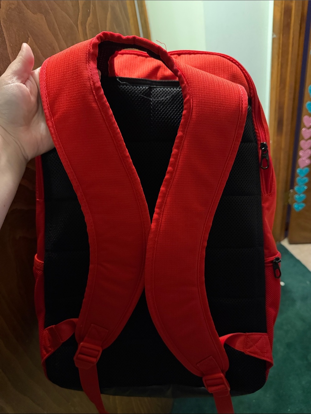 BRAND NEW!!! Red and Black Men's Backpack with White Swoosh - Picture 2 of 5